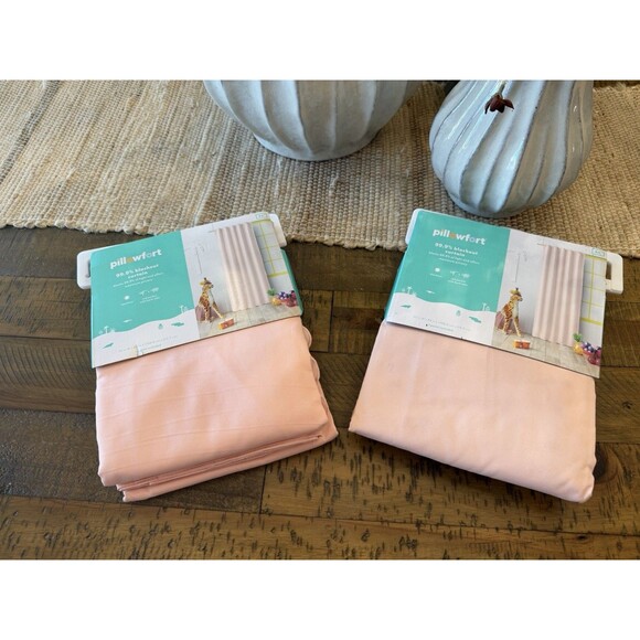 SET OF 2 42"W x 84"L Scallop Kids' Blackout Window Curtain Panel Pink-Pillowfort - Picture 2 of 7